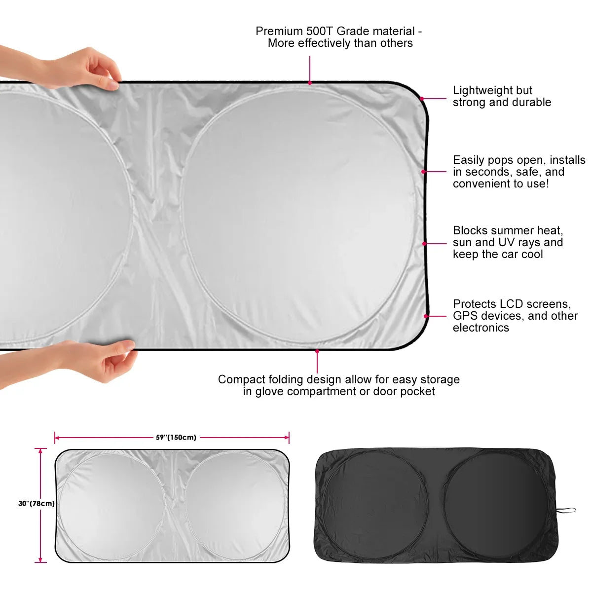 Universal Foldable Windscreen Sun Shade (IMPORTED QUALITY)