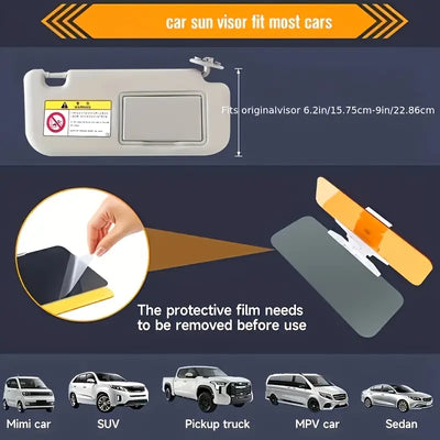 2 in 1 Anti Glare Sun Visor - Day & Night